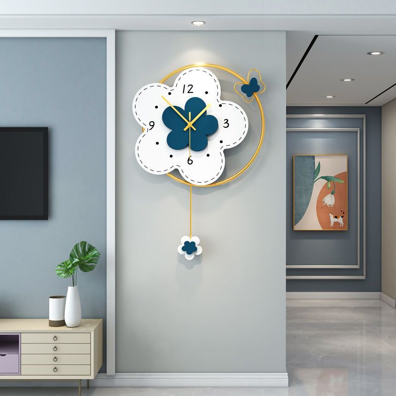 餐廳鐘表現代簡約客廳裝飾時鐘家用靜音創意時尚免打孔掛墻表