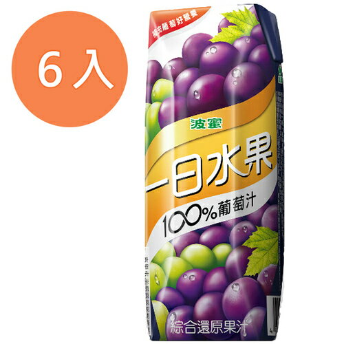 波蜜 一日水果100%葡萄汁 250ml(3入)x2組【康鄰超市】