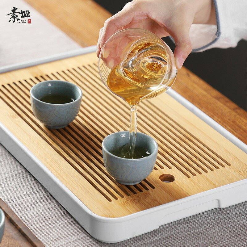 實木茶盤家用托盤小型簡約瀝水盤茶托盤儲水干泡臺辦公室蓄水茶臺