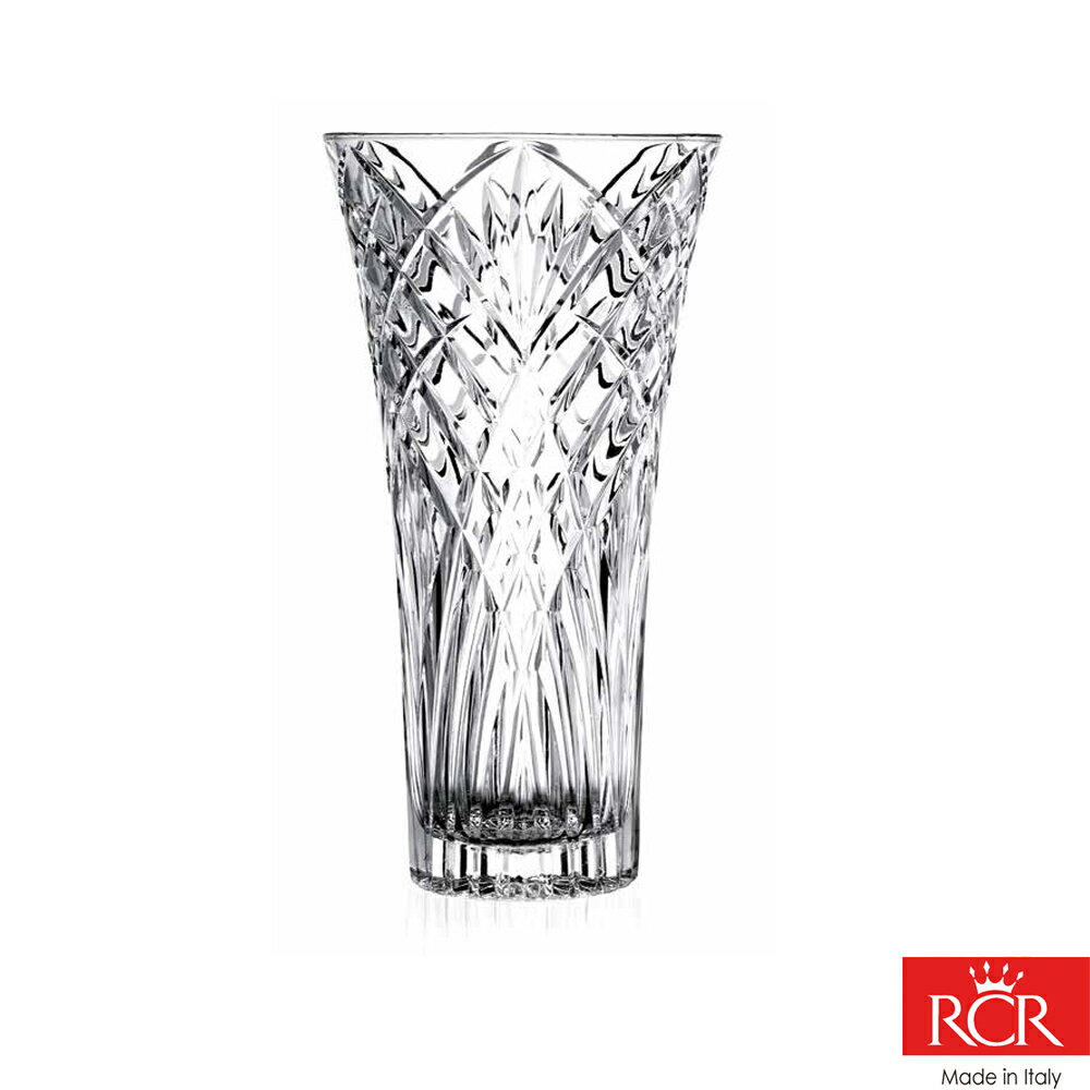 義大利 RCR 梅洛迪 MELODIA 無鉛水晶花瓶 花瓶 刻紋 花紋 造型花瓶 高30cm(1入)