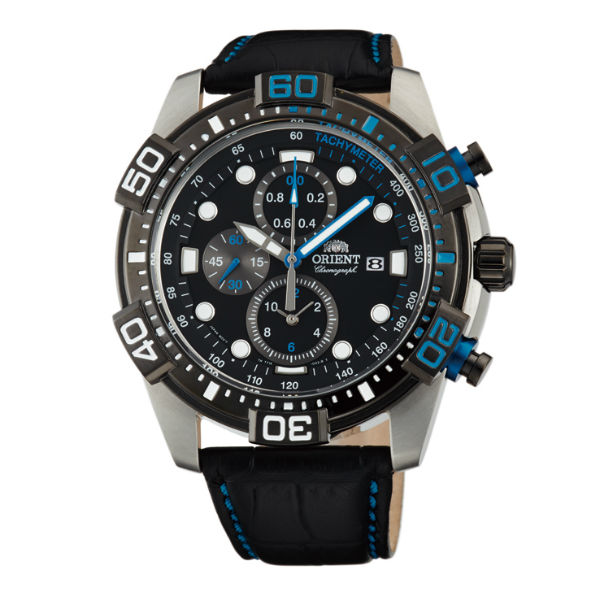 Orient 東方錶(FTT16004B) 潛水運動風三眼石英錶/黑面44.5mm