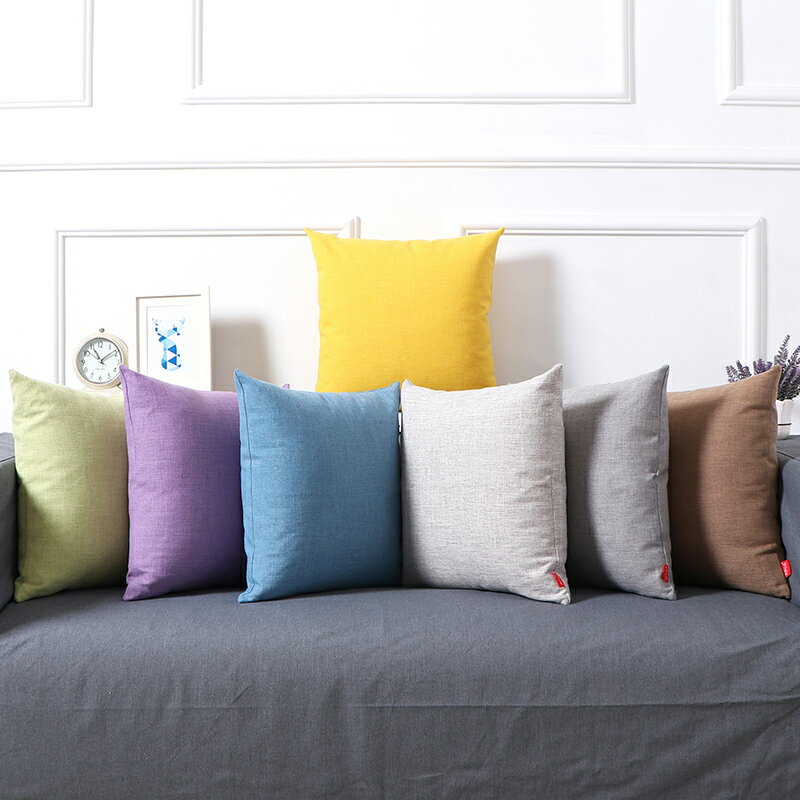 棉麻文藝風加厚純色抱枕客廳沙發辦公室床頭靠墊簡約日式靠枕含芯