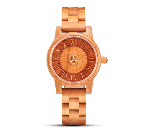 shifenmei【日本代購】復古懷舊木錶  女錶 圓形字母 S5557-01