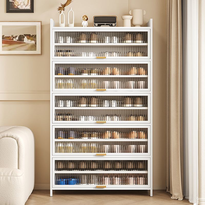 【台灣公司 超低價】加厚家用鋼制鞋柜玄關陽臺落地多層鞋架大容量儲物防塵翻開門鞋柜 5