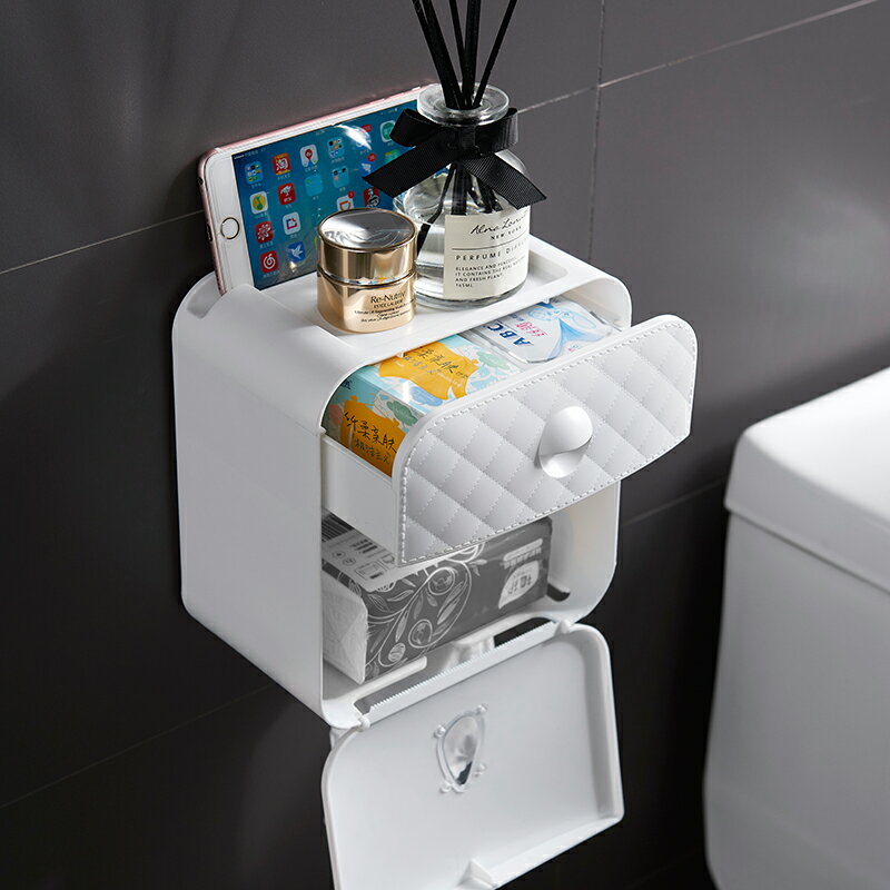廁所紙巾盒免打孔壁掛創意洗手間抽紙盒卷紙筒衛生間紙抽盒掛壁式