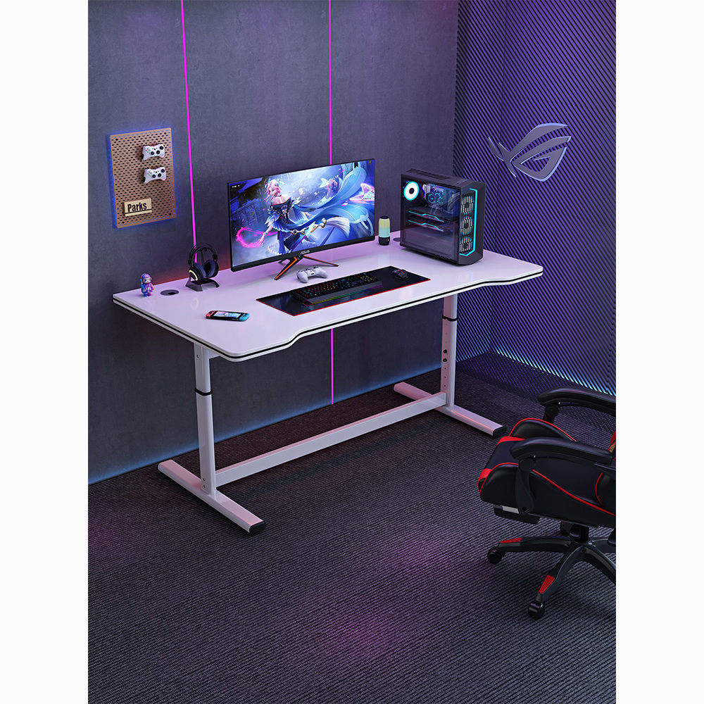 【可開發票】手搖可升降電競桌學習桌雙人碳纖維游戲桌臺式家用臥室辦公桌簡易 7