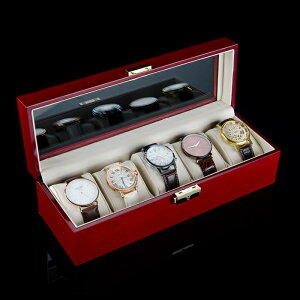 手錶收納盒 出口美國實木質手表手鏈帶鎖收納盒子5位鋼琴漆女士珠寶首飾展示 【城市玩家】