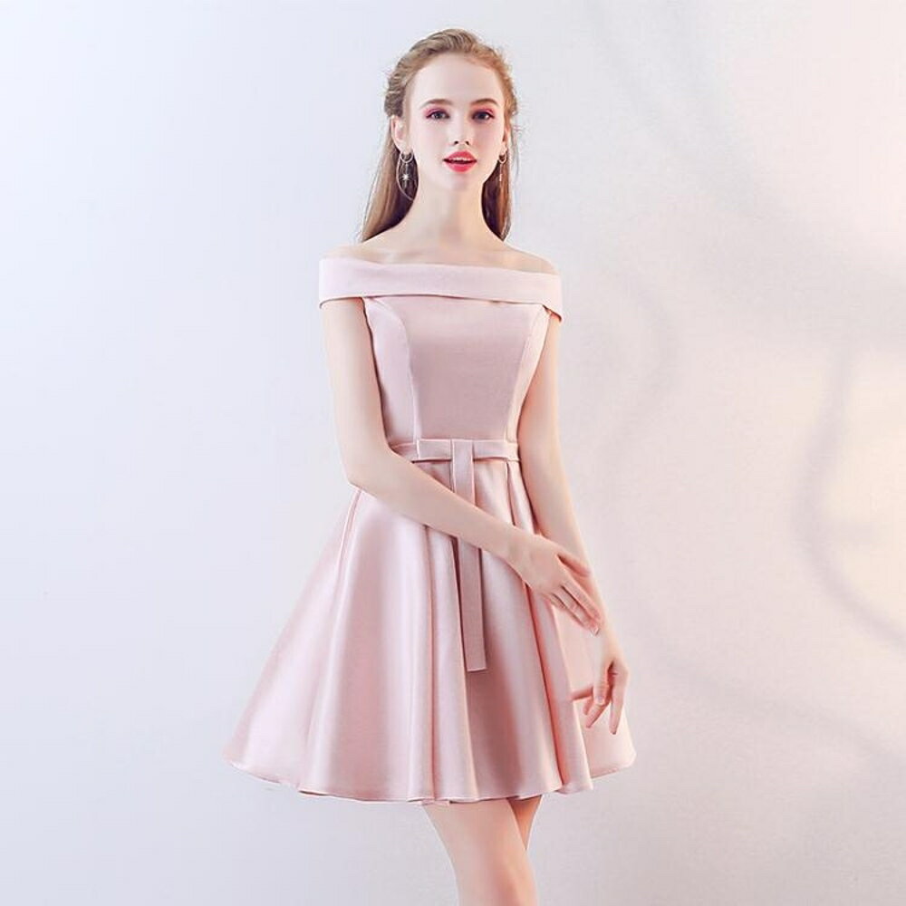 洋裝伴娘服新款夏季顯瘦粉色伴娘團洋裝小禮服短款仙氣質中國風女 阿薩布魯