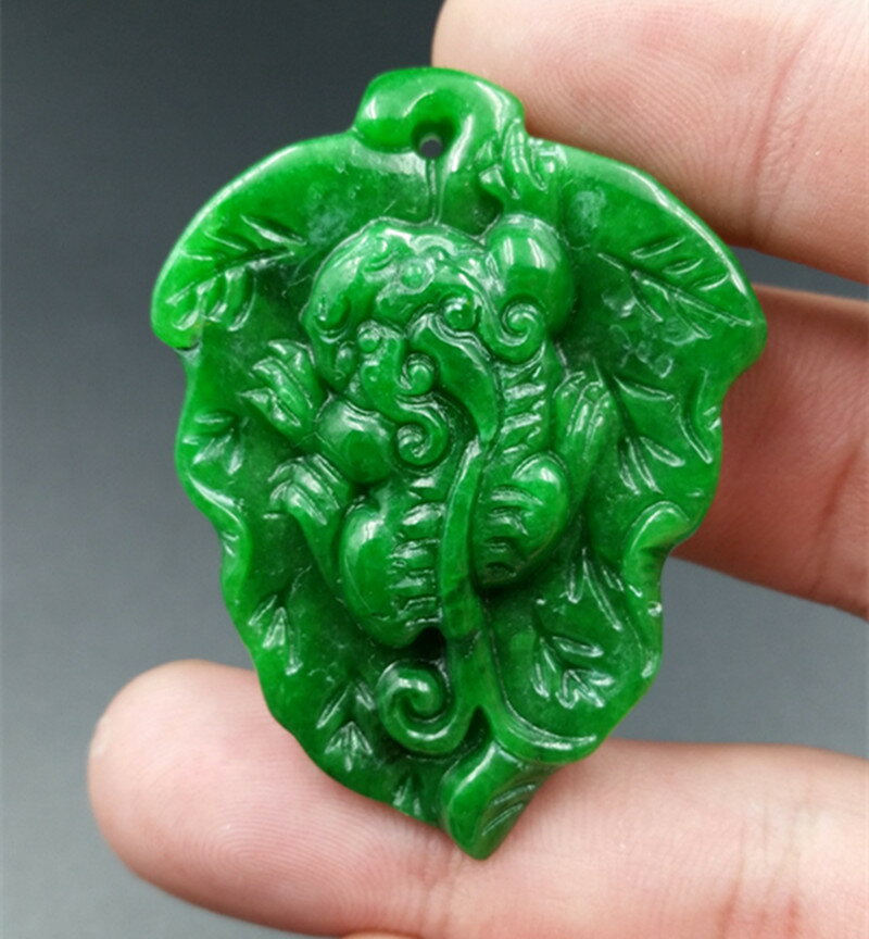 新品促銷天然玉石緬甸翡翠玉幹青樹葉貔貅玉掛件翡翠貔貅玉吊墜