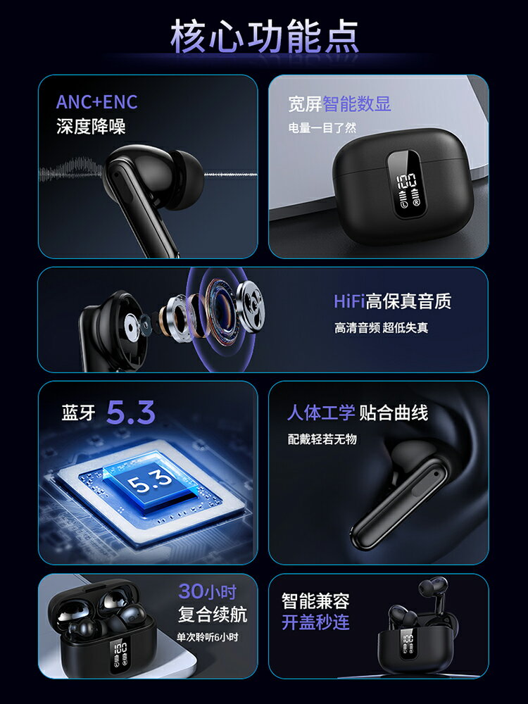 智慧降噪適用華為手機耳機pura70入耳式mate60運動nova12