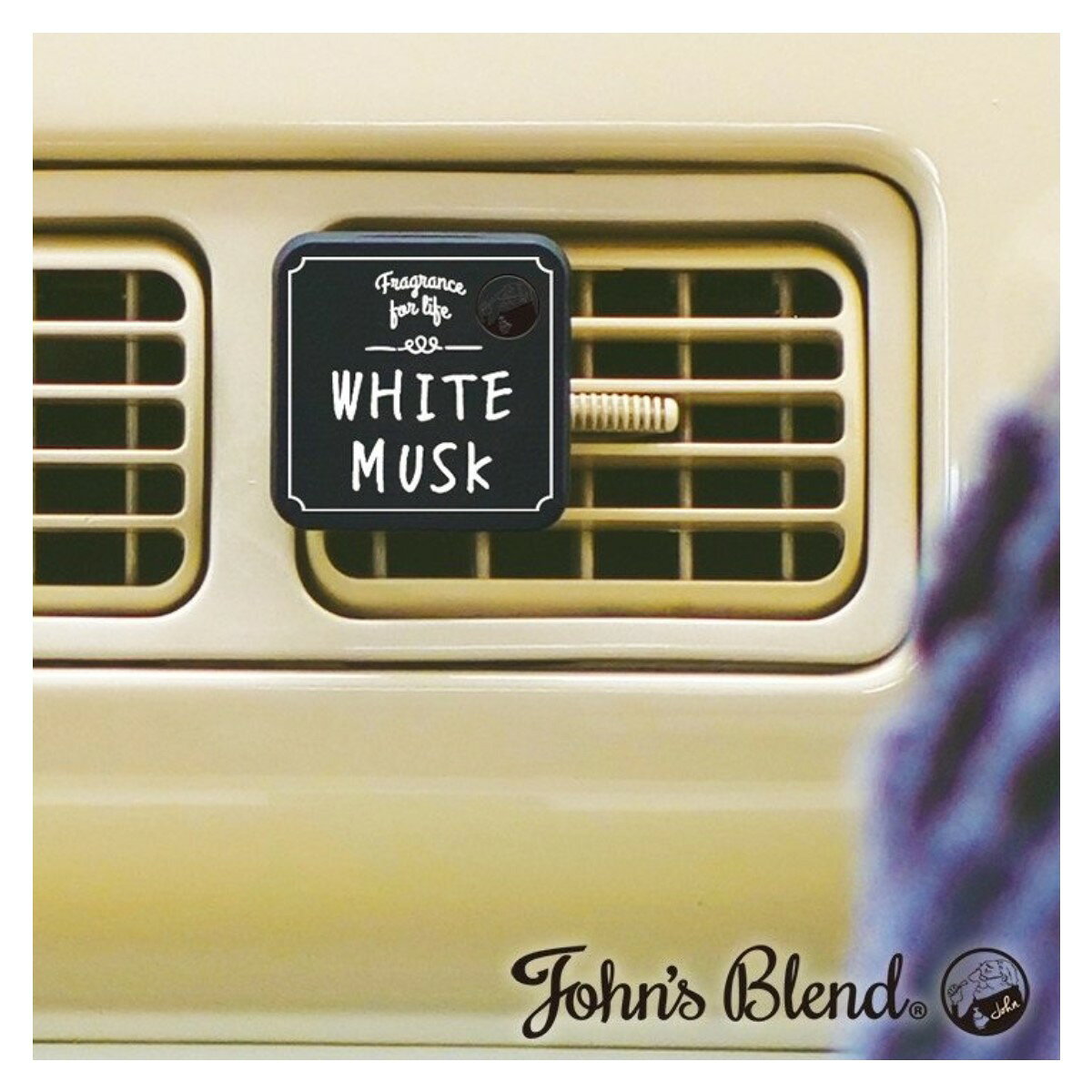 日本 John's Blend 新版夾式 方形車用香氛 冷氣口夾 芳香劑 白麝香 麝香茉莉 2
