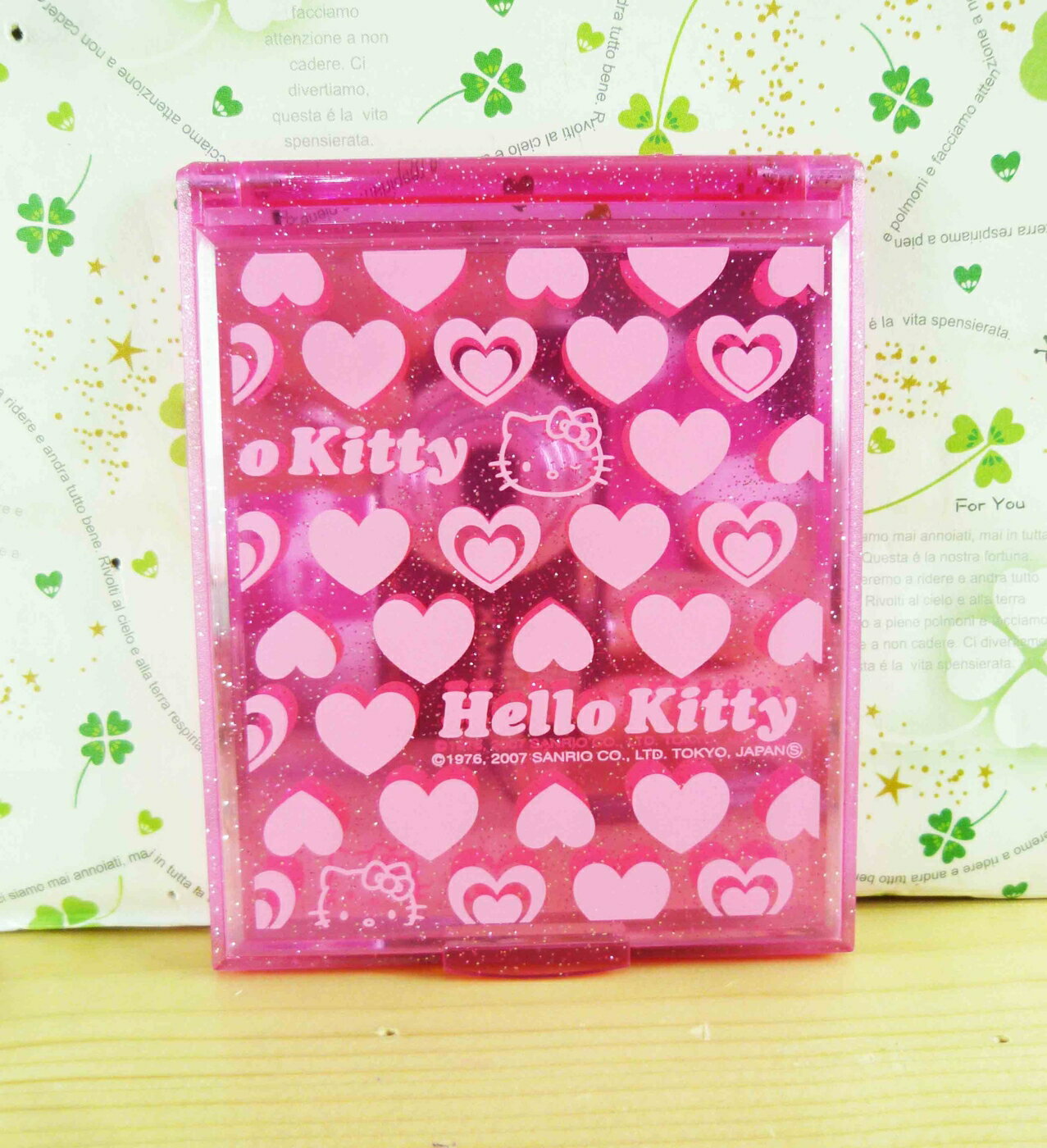 【震撼精品百貨】Hello Kitty 凱蒂貓-摺疊鏡-粉心 震撼日式精品百貨