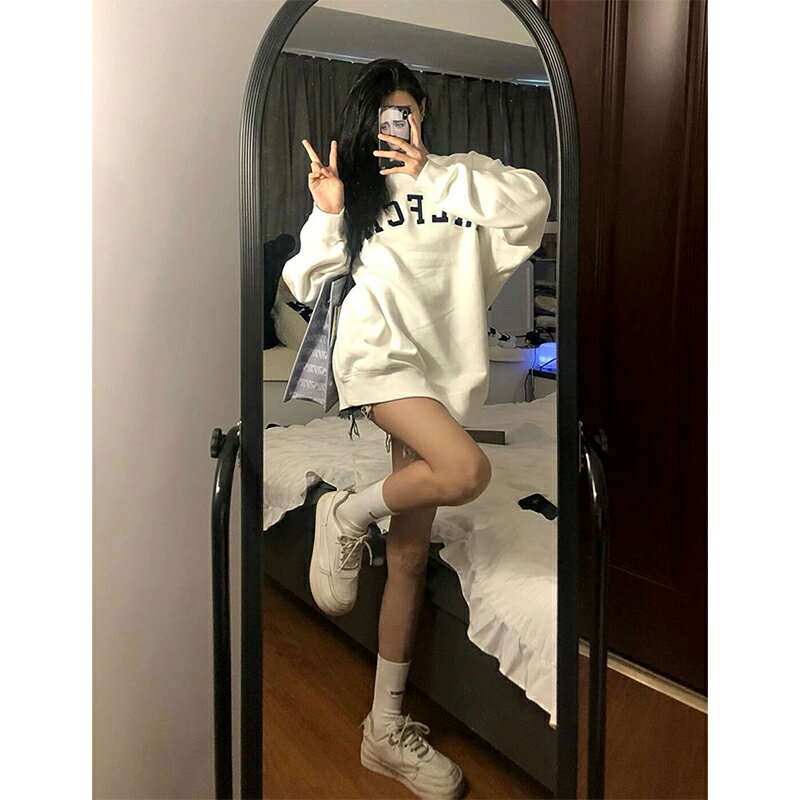加厚加絨衛衣女秋冬2021新款慵懶風設計感小眾oversize外套上衣服