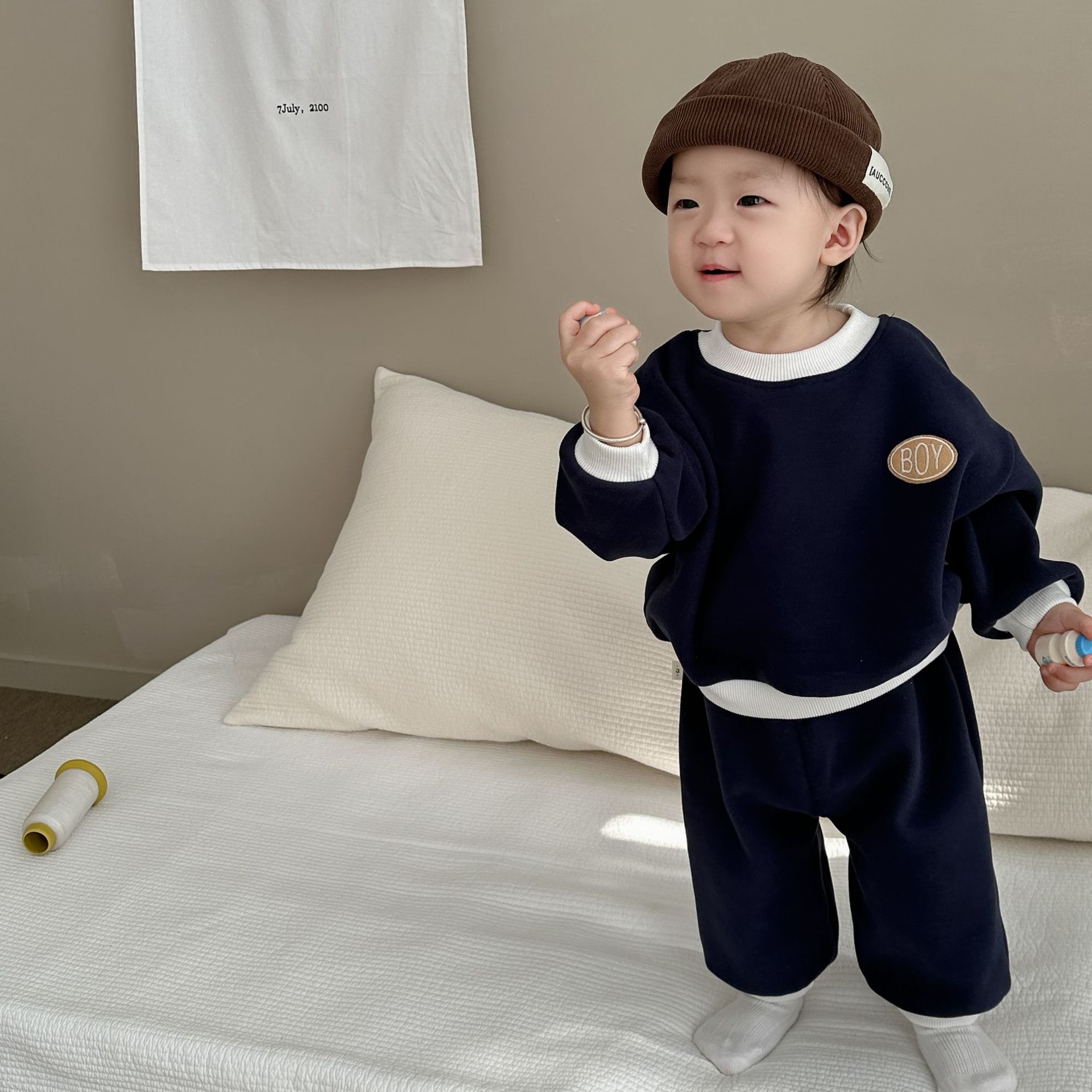 兒童春秋款衣服寶寶外出服韓版童裝嬰兒衛衣衛褲兩件套男童套裝