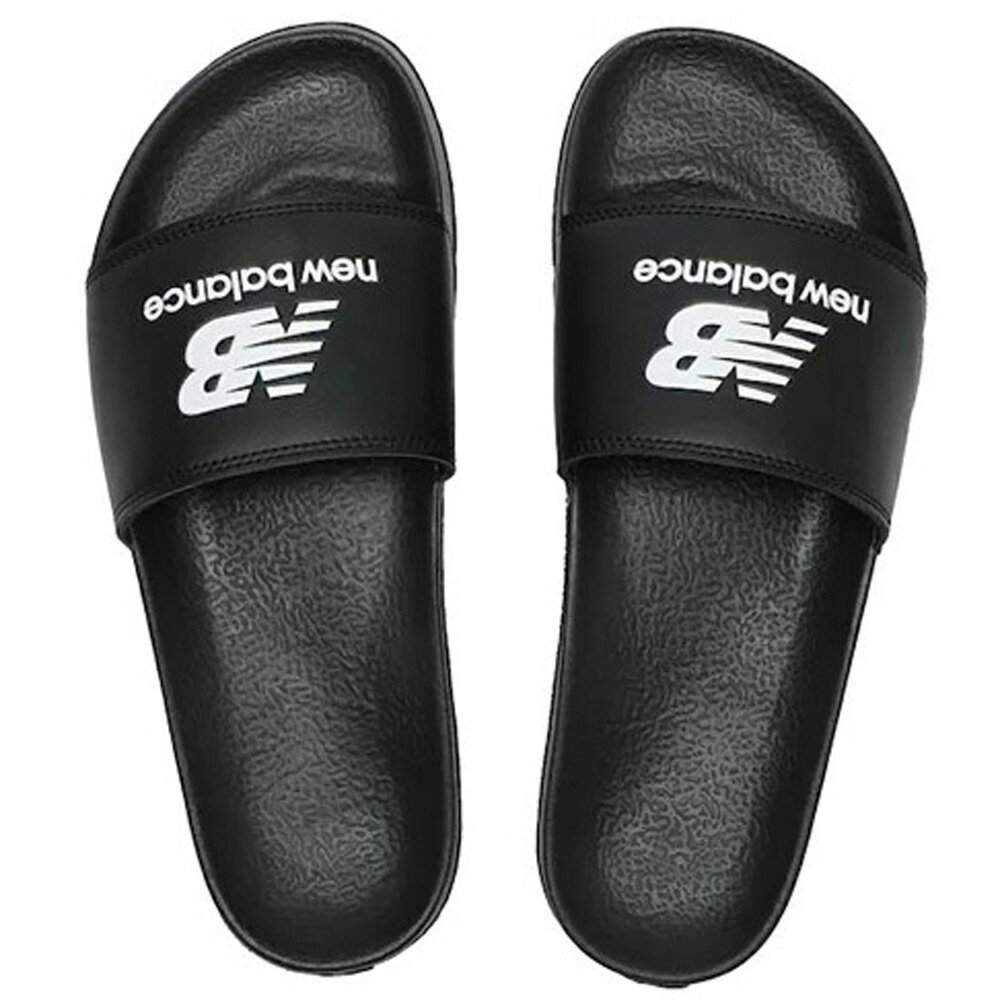【滿額現折300】NEW BALANCE 拖鞋 黑白LOGO 皮面 運動拖鞋 男女 SUF50BK1