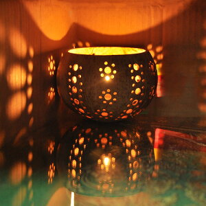 東南亞椰殼燭臺擺件 創意結婚禮物 餐廳浪漫燭光晚餐1入