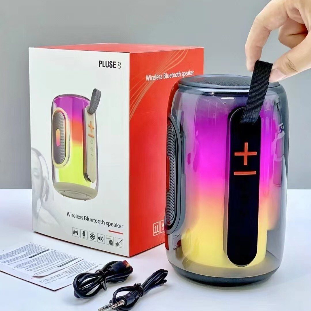 pluse8 藍芽喇叭音箱 戶外手提藍芽喇叭音箱插卡收音 RGB燈光喇叭音箱 脈動8