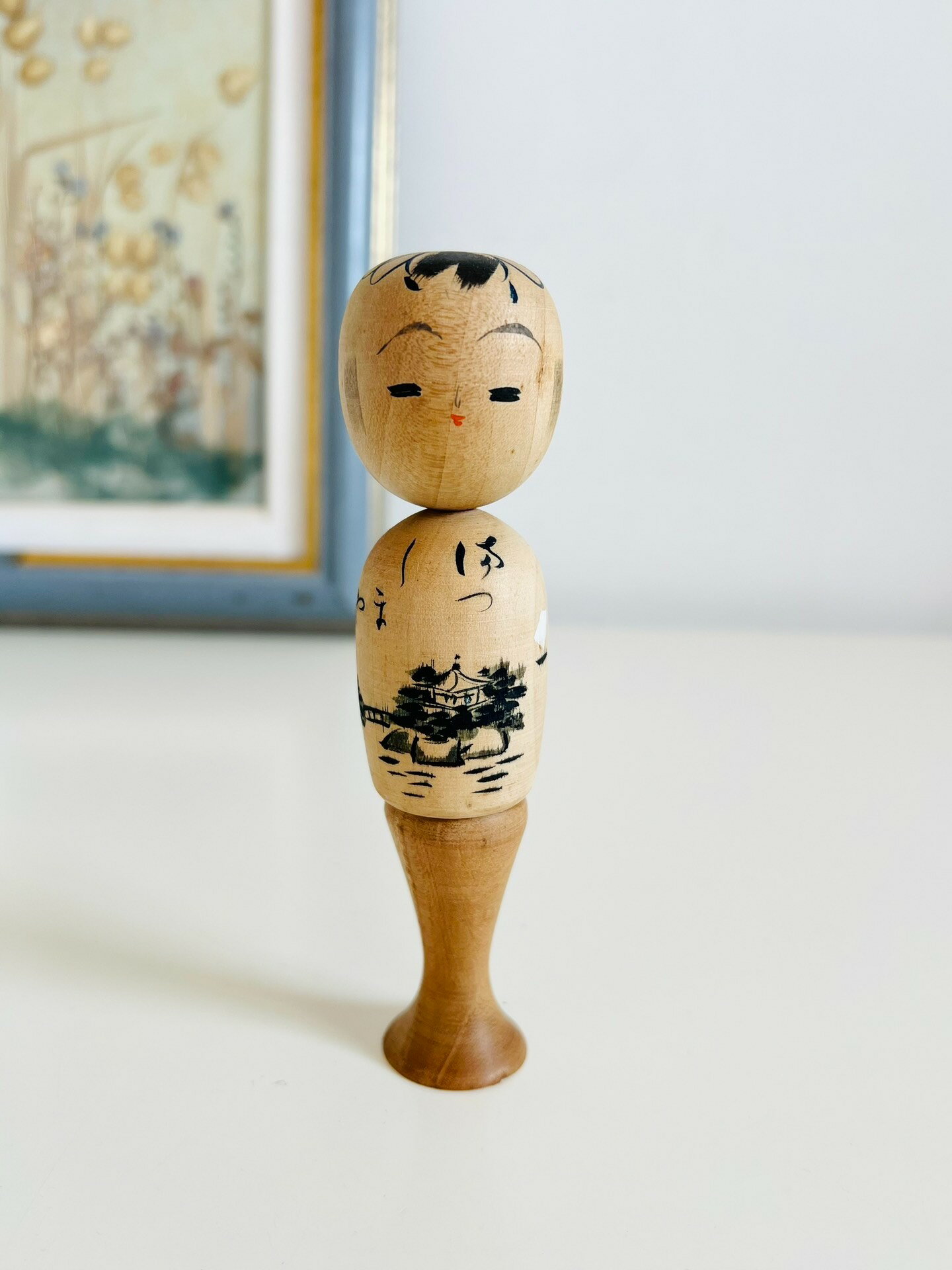 日本昭和 實木木雕木芥子人形木偶桌面裝飾擺飾
