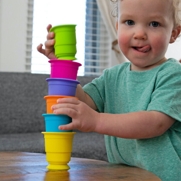 美國 FatBrain 吸盤疊疊杯 感統玩具|益智玩具