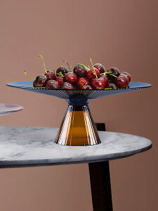 創意輕奢風水果盤歐式客廳茶幾奢華玻璃托盤家用北歐擺件網紅果盤