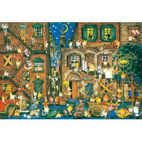 HM - HM520-076 精靈貓的街頭生活夜光拼圖520片(台灣製)