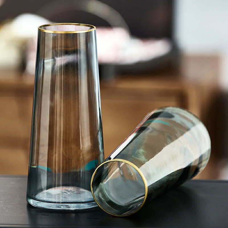 玻璃花瓶透明水養干鮮花富貴竹百合插花輕奢客廳擺件【不二雜貨】