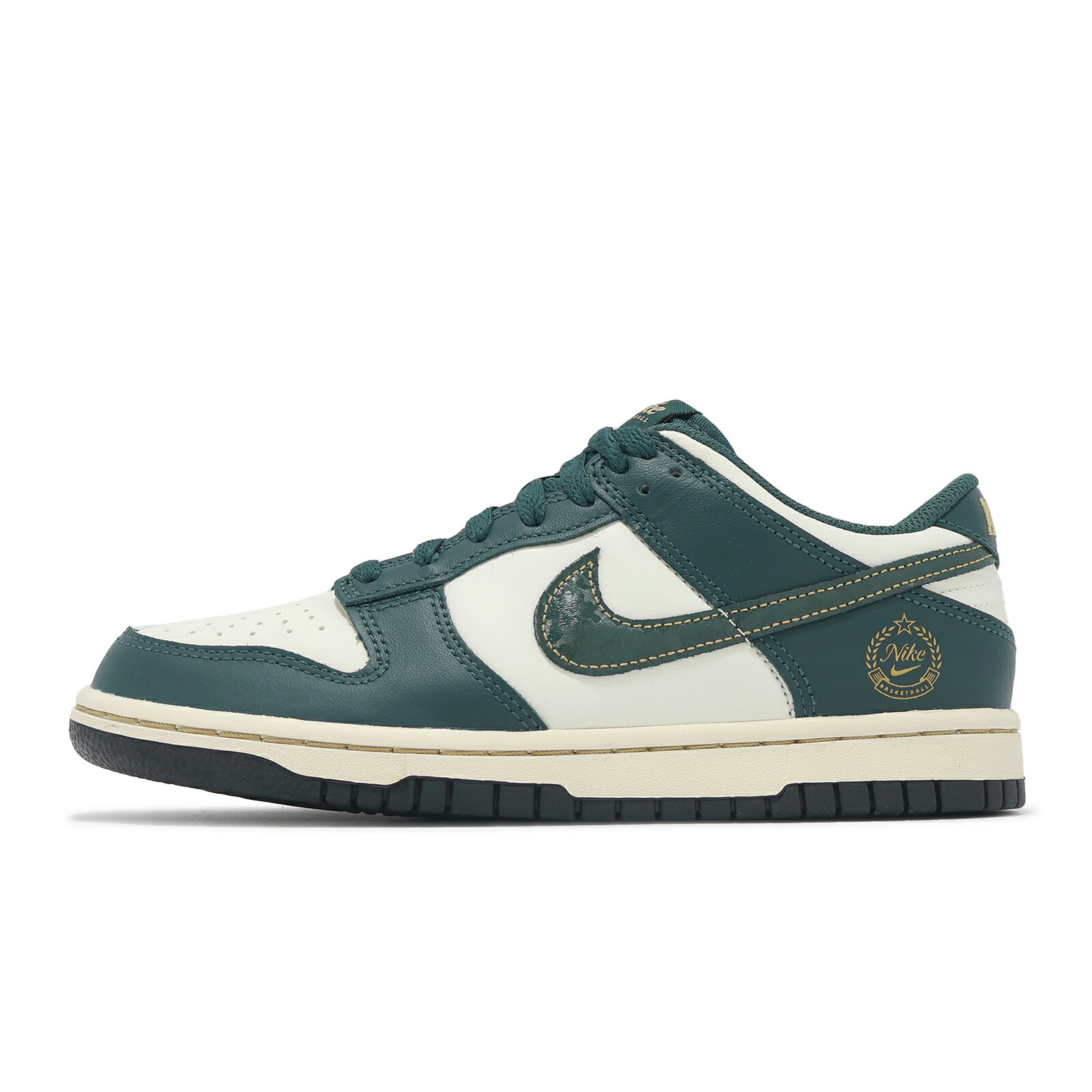 Nike 休閒鞋 Dunk Low GS 大童 女鞋 墨綠 金 燙金