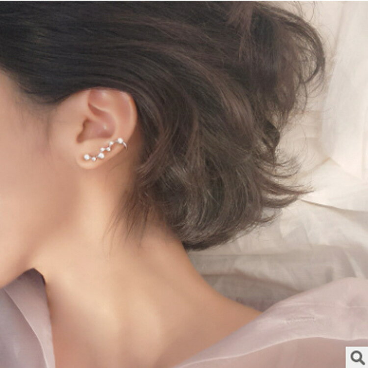 氣質星星耳排925銀耳釘 女韓版氣質耳環耳骨 韓國個性簡約耳飾