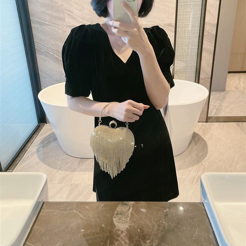 晚宴宴會手拿包 愛心手提小包包鑲鉆晚宴包宴會搭配旗袍的小包包帶鉆手包時尚派對 | 宜百家 | 樂天市場Rakuten