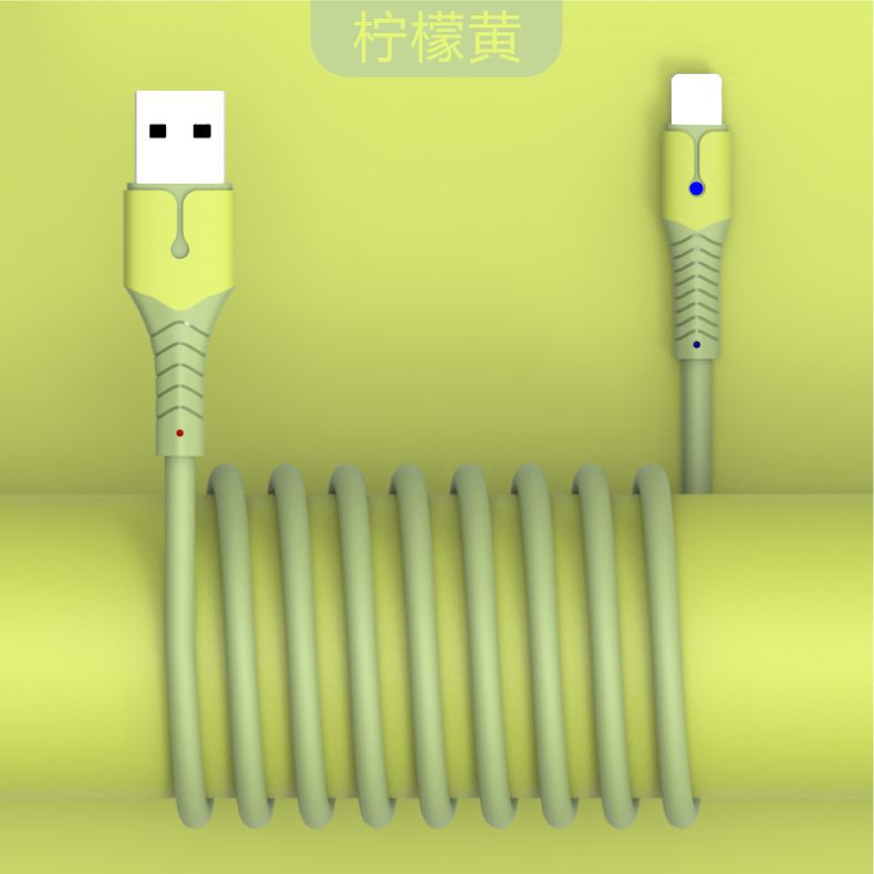 5A智能燈馬卡龍液態矽膠手機充電線 數據線蘋果oppo三星閃充線小米typec傳輸線安卓快充線 2