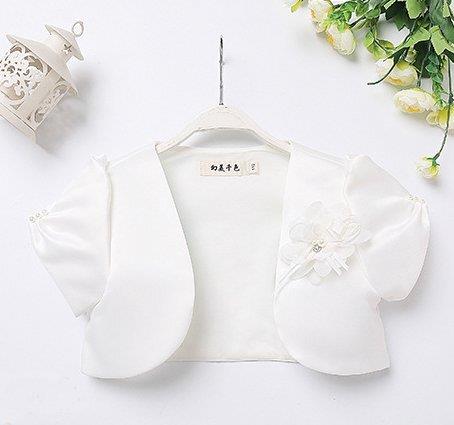 【俏寶貝童裝~新竹實體店面 現貨】女童短袖外套 兒童禮服外套 花童白色珍珠花朵外套披肩 禮服披肩配件-Misaki精品