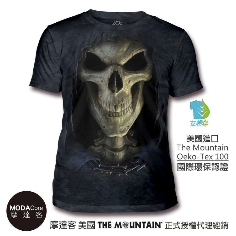 【摩達客】(預購) 美國The Mountain都會系列 大死神臉 中性修身短袖T恤