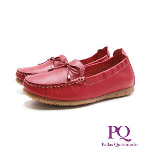 PQ(女)心機內增高蝴蝶結牛皮樂福鞋 女鞋－紅色