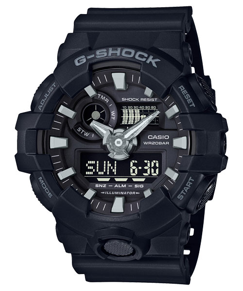 CASIO 卡西歐 標準指針數位雙顯計時錶 GA-700-1B 57.5mm