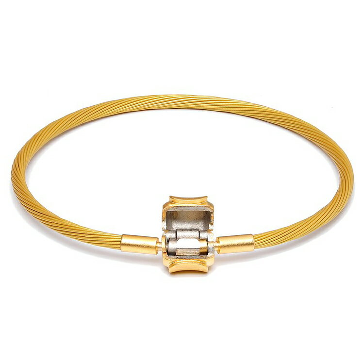 金色鋼絲繩手鏈穿串3D硬黃金轉運珠男女防水不銹鋼皮繩轉運珠手鏈