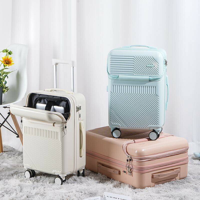 多功能行李箱 前開口旅行箱 拉杆箱 登機箱 新款旅行箱 前開口大容量密碼箱 杯架掛鉤畢旅行李箱