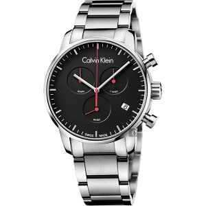 Calvin Klein 走在時尚尖端三眼計時優質腕錶-黑面-K2G27141｜樂天信用卡滿5千回饋10%點數★