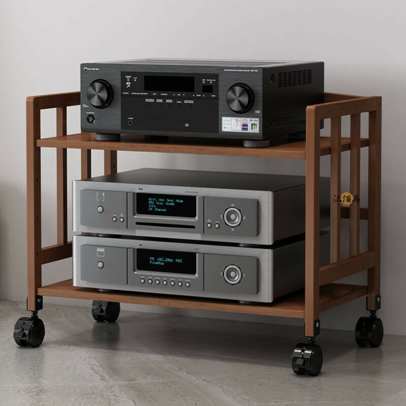 開立發票 【免運】音響架 四層架 cd架 可移動置物架 附輪層架 功放機架 楠竹置物架 落地層架 滾輪收納架 開放式層架yylp0618 7