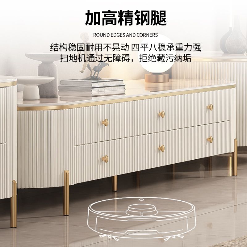 【良品舎】開發票 電視櫃 巖板茶幾客廳家用新款輕奢高階感桌網紅小戶型橢圓茶幾電視櫃S069快速出貨