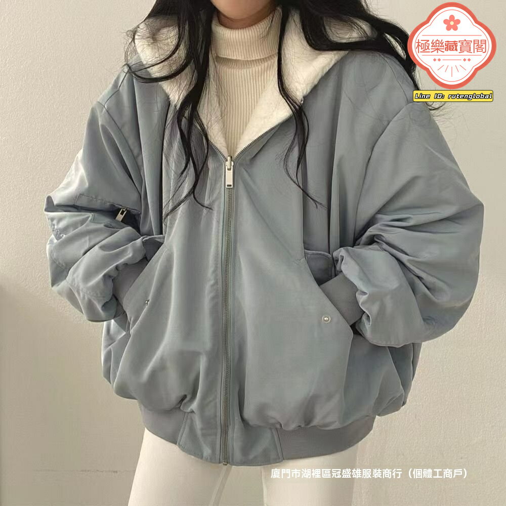 【雙面兩穿】棉服女 飛行員夾克 棉衣女 棉服外套 加厚棉襖 寬鬆連帽 加絨加厚 雙面可穿 冬季保暖 時尚百搭