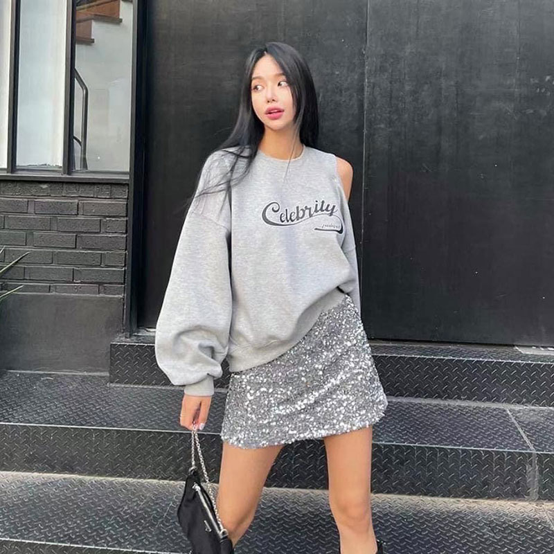 ANNAS 正韓 亮片 短裙 包臀裙 裙子 半身裙 窄裙 銀色 過年 新年 聖誕節 亮片裙 閃閃 金屬感 韓國