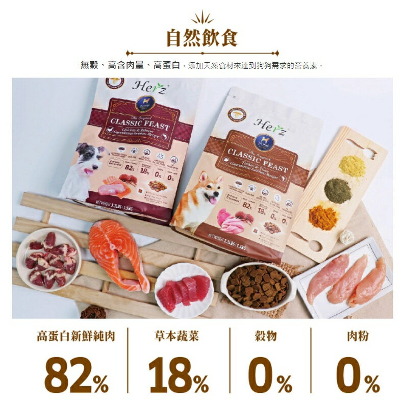 🎁萌寵派對🎁Herz赫緻【經典饗宴鮮肉糧】火雞肉+鮪魚+赤靈芝/雞肉+鮭魚+赤靈芝25g試吃包 軟飼料 狗狗飼料 飼料