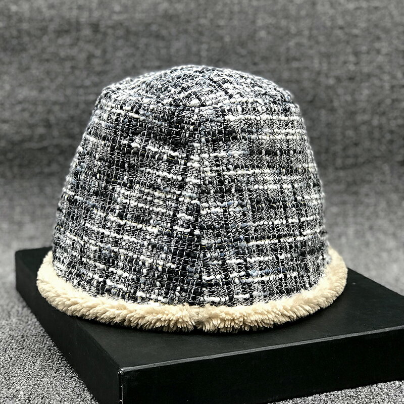 小眾設計雙面戴水桶帽秋冬季加厚羊羔毛漁夫帽子女鐘型保暖盆帽潮1入