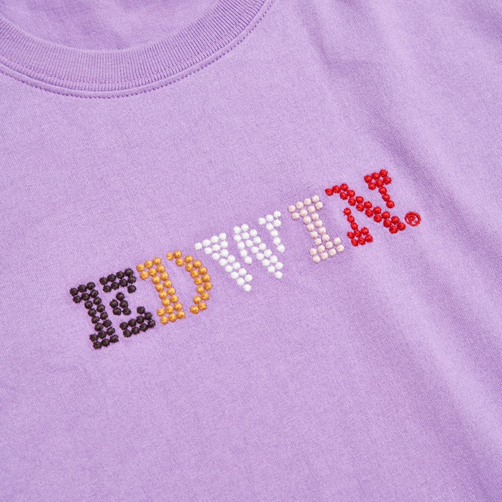 EDWIN 女款 圓點刺繡印花短袖T恤 (灰紫色) #狂降5折 6