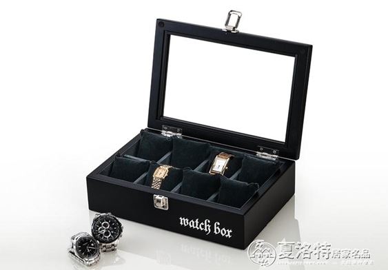 手錶盒夭桃歐式復古木質天窗手錶盒子八只裝手錶展示盒首飾手鍊盒收納盒 交換禮物