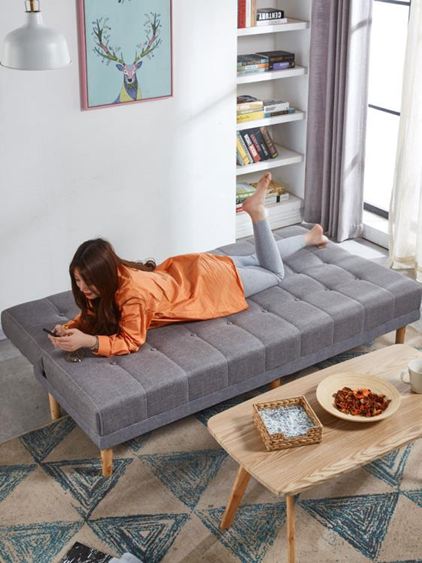 布藝沙發床小戶型兩用經濟型雙人簡易出租房客廳懶人沙發可折疊 交換禮物