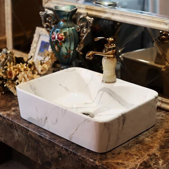 陶瓷台上盆方形歐式藝術盆洗手盆面盆衛生間洗臉盆洗手台簡約家用 交換禮物