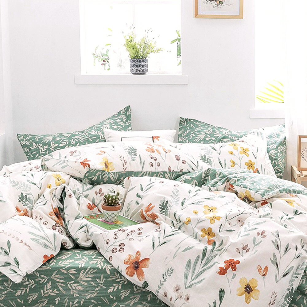 床包 被套 鋪棉兩用被套 單人 雙人 加大  精梳純棉 初晨花語 台灣製 1