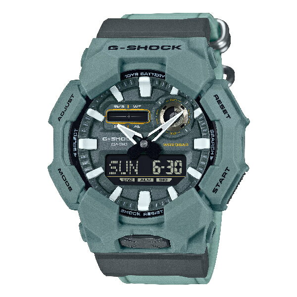 CASIO卡西歐 GA-010 系列 GA-010CE-2A 十年電力布質錶帶雙顯時尚腕錶 藍色 51.9mm｜樂天全館特惠中★指定刷卡回饋10%