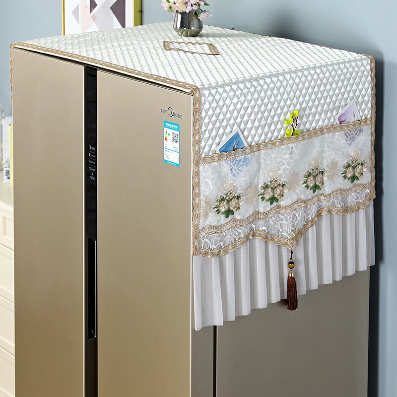 冰箱盖布 織藝鳥蕾絲冰箱蓋布冰箱防塵罩家用廚房單雙開門冰箱罩套蓋巾防油
